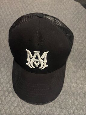 AMIRI Black Trucker Cap with White Logo
